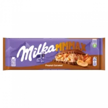 Milka Mmmax földimogyorós-karamellás alpesi tejcsokoládé földimogyoró darabokkal és rizzsel 276 g