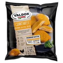 Valdor gyorsfagyasztott, készre sütött, panírozott, cheddar sajttal töltött csirkemell 640 g