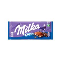 Milka Oreo alpesi tejcsokoládé kakaós kekszdarabkákkal és vaníliaízű tejes krémtöltelékkel 100 g