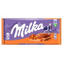 Milka alpesi tejcsokoládé karamellízű tejszínes töltelékkel és karamellával 100 g