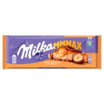 Milka Mmmax alpesi tejcsokoládé karamell ízű tejes és karamellás töltelékkel, egész mogyoróval