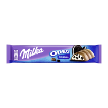Milka Oreo alpesi tejcsokoládé kakaós kekszdarabokkal és vanília ízesítésű krémtöltelékkel 37g