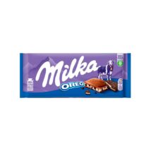 Milka Oreo alpesi tejcsokoládé kakaós kekszdarabkákkal és vaníliaízű tejes krémtöltelékkel 100 g