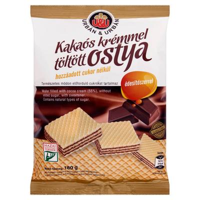 Urbán kakaós krémmel töltött ostya cukormentes 180 g