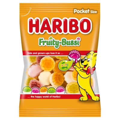 Haribo Fruity-Bussi gyümölcsízű gumicukorka gyümölcskészítménnyel töltve 100 g