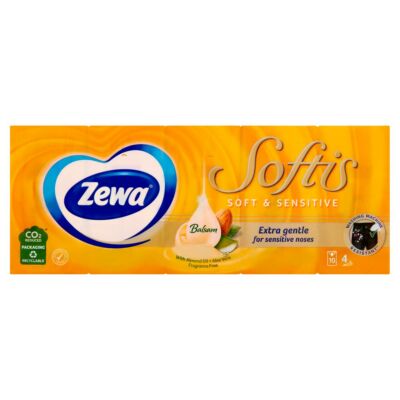 Zewa Softis Soft & Sensitive illatmentes papír zsebkendő 4 rétegű 10x9 db