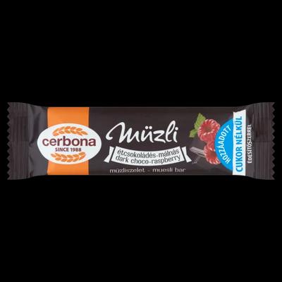 Cerbona étcsokoládés-málnás müzliszelet hozzáadott cukor nélkül, édesítőszerrel 20 g