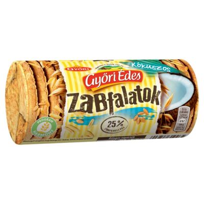Győri Édes Zabfalatok kókuszos zabpelyhes keksz 215 g