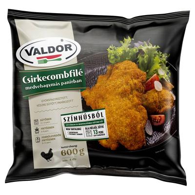Valdor gyorsfagyasztott, készre sütött csirkecombfilé medvehagymás panírban 600 g