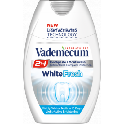 Vademecum 2in1 White Fresh fogkrém+szájöblítő 75ml