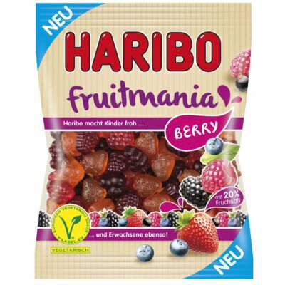 Haribo Fruitmania Berry gyümölcsízű VEGÁN gumicukorka 85g 