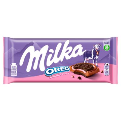 Milka Oreo kakaós keksz eperízű krémtöltelékkel 92 g