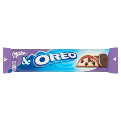 Milka Oreo alpesi tejcsokoládé kakaós kekszdarabokkal és vanília ízesítésű krémtöltelékkel 37 g